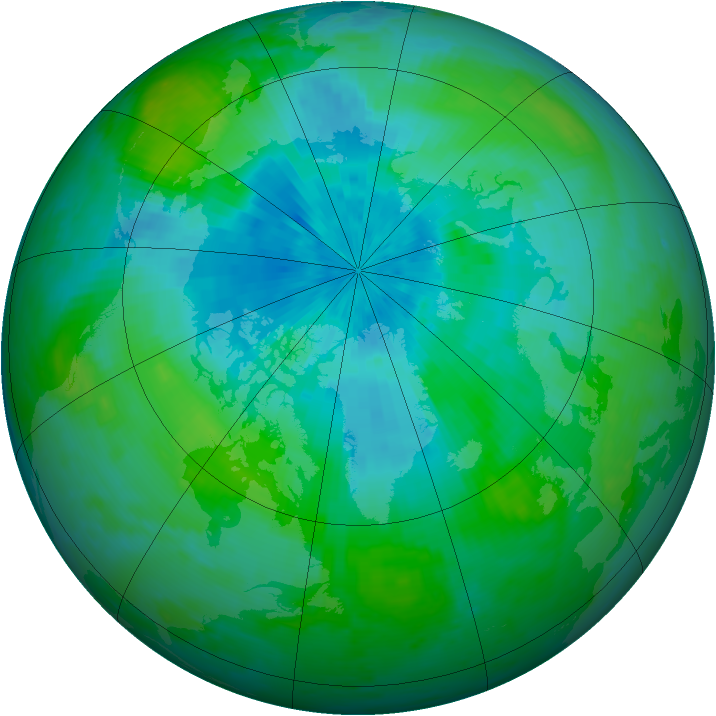 Arctic ozone map for 31 August 2000